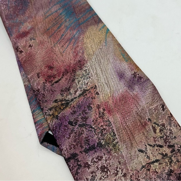 Vintage Oscar de la Renta Studio Men’s Watercolor Necktie Tie Pastel Abstract - Picture 8 of 11
